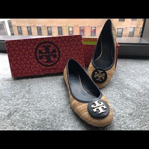 Tory Burch Reva Raffia Straw Flats